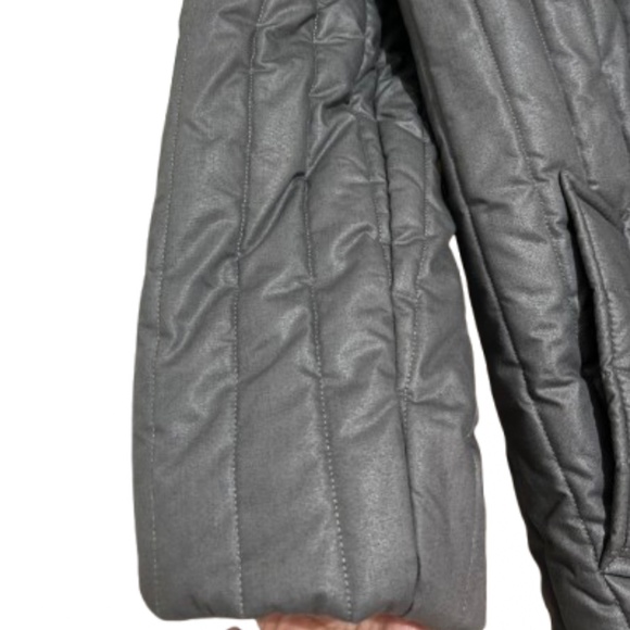 Vintage Smug Women’s Gray Quilted Hooded Faux Fur Long Winter Jacket Sz-M/L - Picture 4 of 7